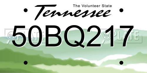 50BQ217 Tennessee License Plate