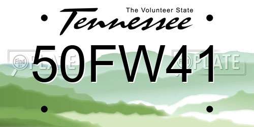 50FW41 Tennessee License Plate