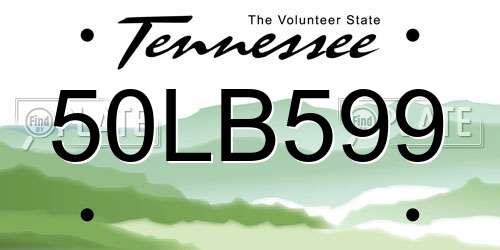 50LB599 Tennessee License Plate
