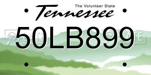 50LB899 Tennessee License Plate