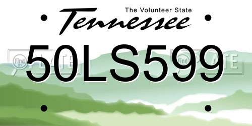 50LS599 Tennessee License Plate