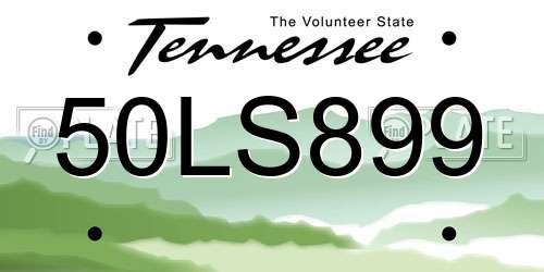 50LS899 Tennessee License Plate