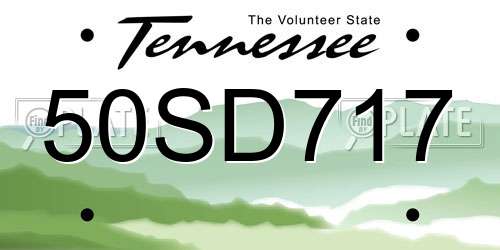 50SD717 Tennessee License Plate