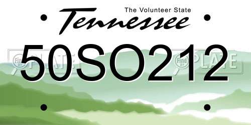 50SO212 Tennessee License Plate
