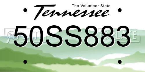50SS883 Tennessee License Plate