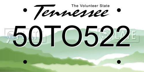 50TO522 Tennessee License Plate
