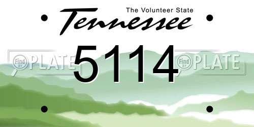 5114 Tennessee License Plate