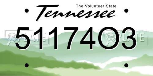 51174O3 Tennessee License Plate
