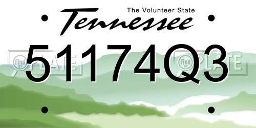 51174Q3 Tennessee License Plate