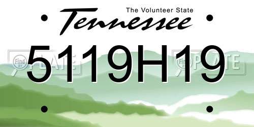 5119H19 Tennessee License Plate