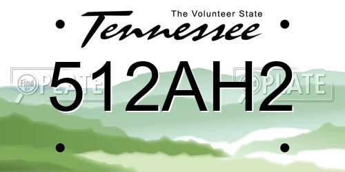 512AH2 Tennessee License Plate