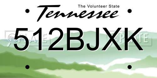 512BJXK Tennessee License Plate