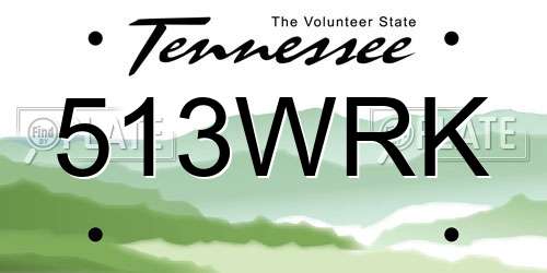 513WRK Tennessee License Plate