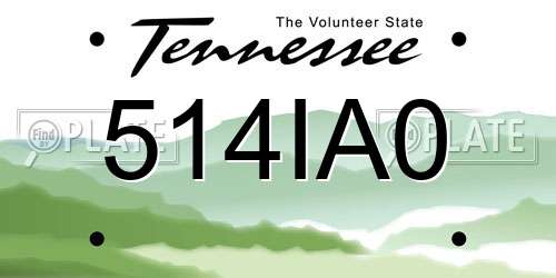 514IA0 Tennessee License Plate