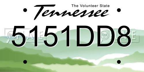 5151DD8 Tennessee License Plate