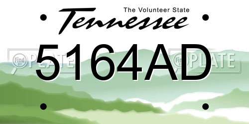 5164AD Tennessee License Plate