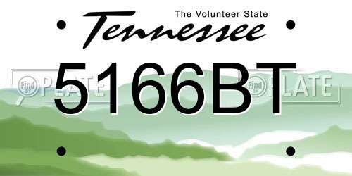 5166BT Tennessee License Plate
