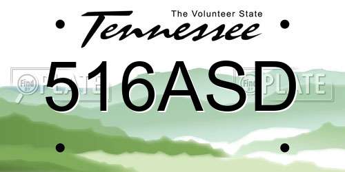 516ASD Tennessee License Plate