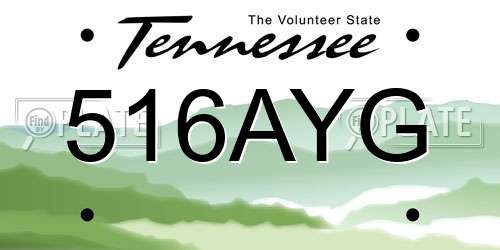 516AYG Tennessee License Plate