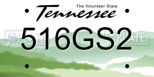 516GS2 Tennessee License Plate