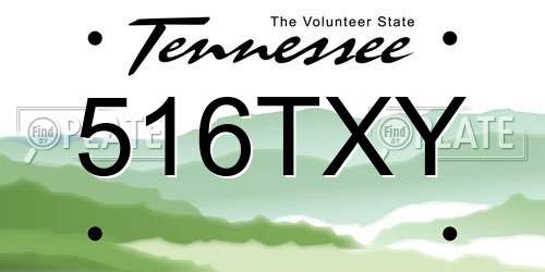 516TXY Tennessee License Plate