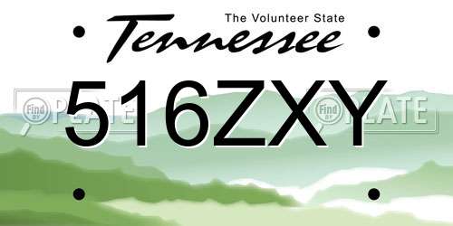 516ZXY Tennessee License Plate