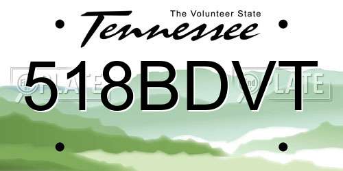 518BDVT Tennessee License Plate