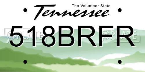 518BRFR Tennessee License Plate