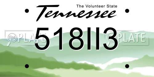518II3 Tennessee License Plate