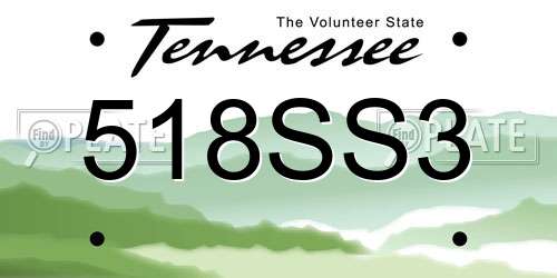518SS3 Tennessee License Plate