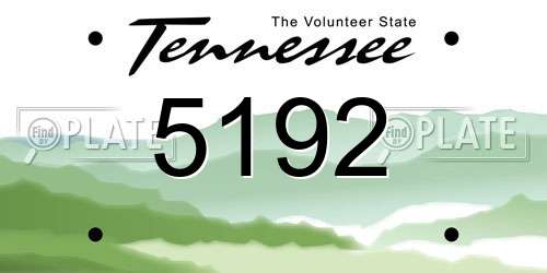 5192 Tennessee License Plate