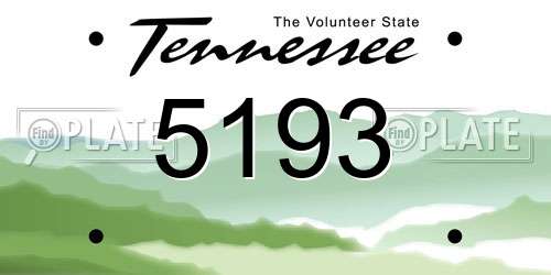 5193 Tennessee License Plate