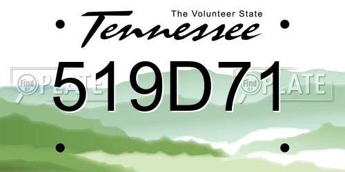 519D71 Tennessee License Plate