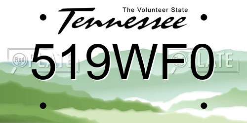 519WF0 Tennessee License Plate