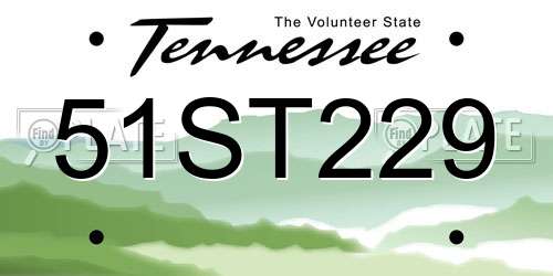 51ST229 Tennessee License Plate
