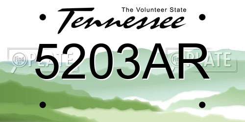 5203AR Tennessee License Plate
