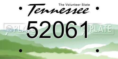 52061 Tennessee License Plate