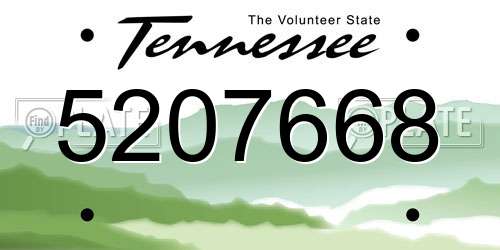 5207668 Tennessee License Plate