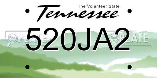 520JA2 Tennessee License Plate