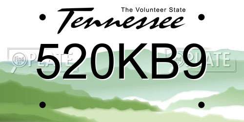520KB9 Tennessee License Plate