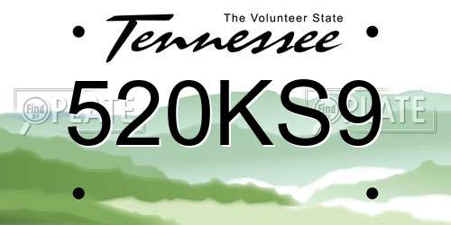 520KS9 Tennessee License Plate