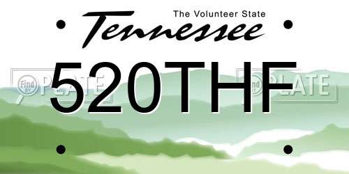 520THF Tennessee License Plate