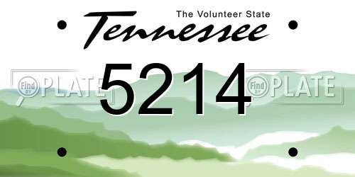 5214 Tennessee License Plate