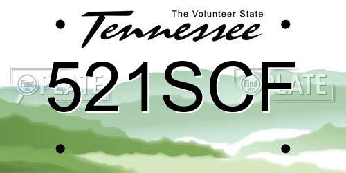 521SCF Tennessee License Plate