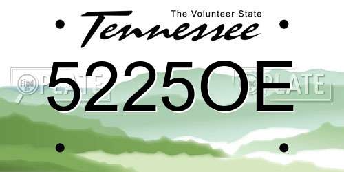 5225OE Tennessee License Plate