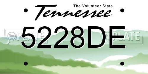 5228DE Tennessee License Plate