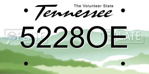 5228OE Tennessee License Plate