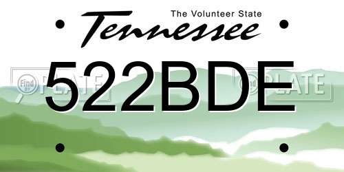 522BDE Tennessee License Plate