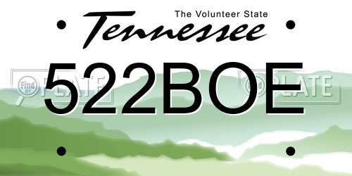 522BOE Tennessee License Plate