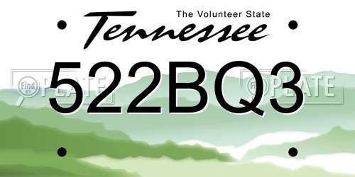 522BQ3 Tennessee License Plate